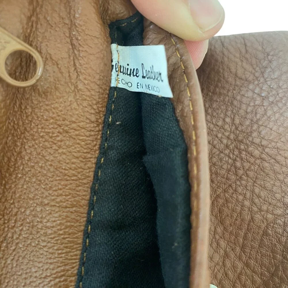 Vintage Tan Leather Small Envelope‎ Wallet Purse Zippered Pockets Travel Mexico